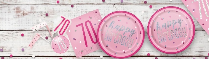 Pink Glitz 70th Birthday Party Supplies | Balloon | Decoration | Pack
